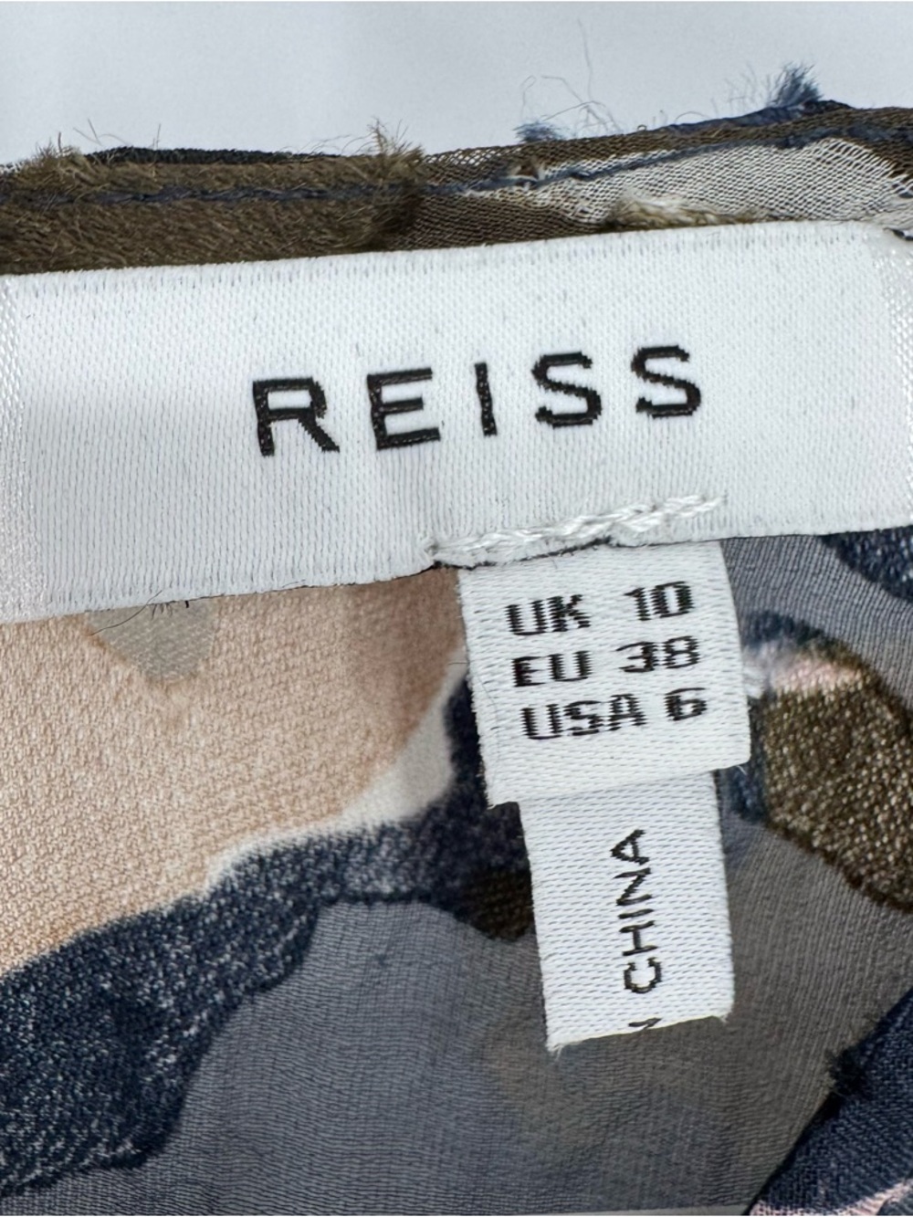 Reiss Floral Sheer Long-Sleeve Blouse in Black and Olive - Picture 4 of 7